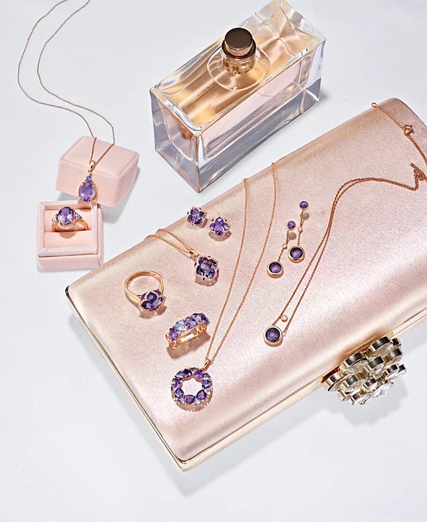 EFFY® Amethyst (6-1/4 ct. t.w.) and Diamond (1/3 ct. t.w.) Clover Stud Earrings in 14k Rose Gold