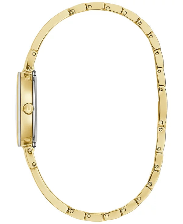 Bulova x Marc Anthony Women's Modern Diamond Accent Gold Gold-Tone Stainless Steel Bangle Bracelet Watch 26mm