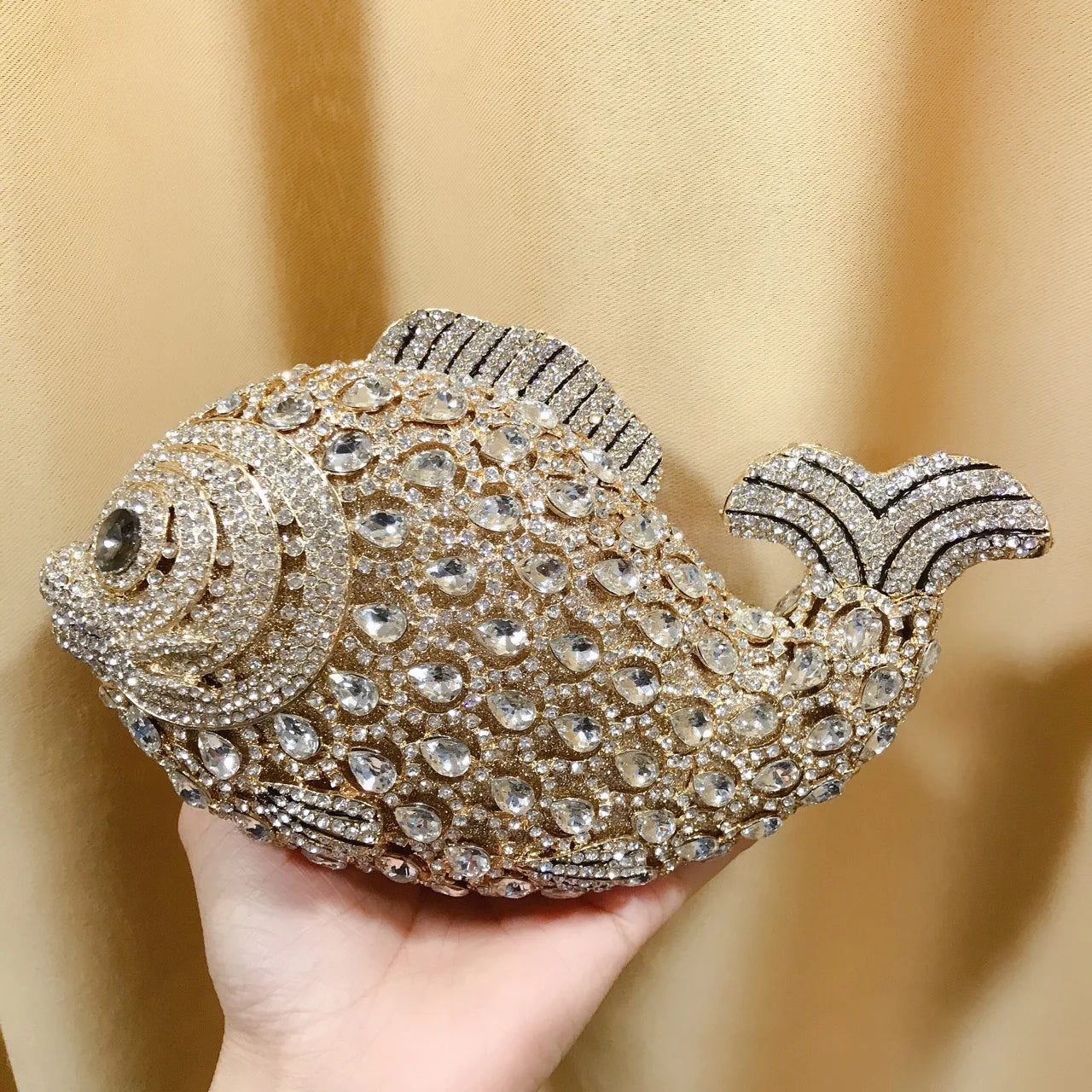 Red/Orange Fish Crystal Mini Evening Bag Diamond Women Dinner Purses Luxury Lady Rhinestone Bling Party Cocktail Handbags