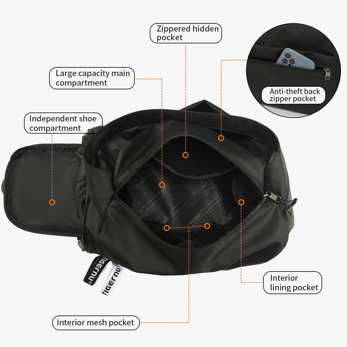 Tigernu Girl Sports Gym Bag FemaleTravel Duffel HandBags Fitness Bag With Shoes Compartment for Women Light Weight Shot Trip Bag