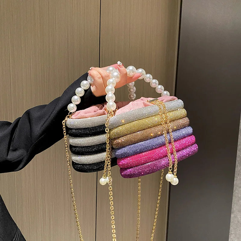 MOODS Luxury Evening Purses For Women Dazzling Pearl Beads Chain Crossbody Bag Dinner Party Clutch 2023 Luxury Designer Handbags