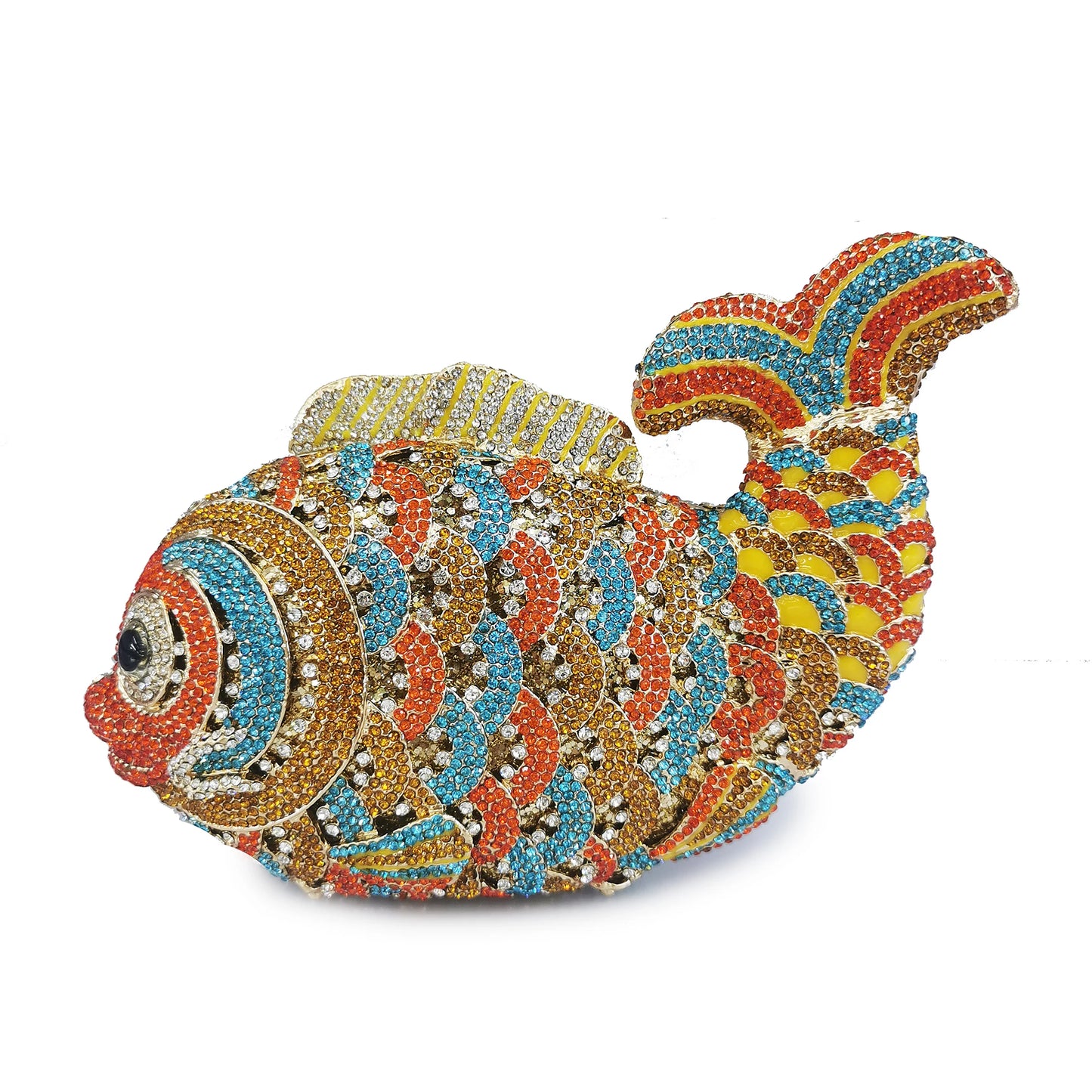 Red/Orange Fish Crystal Mini Evening Bag Diamond Women Dinner Purses Luxury Lady Rhinestone Bling Party Cocktail Handbags
