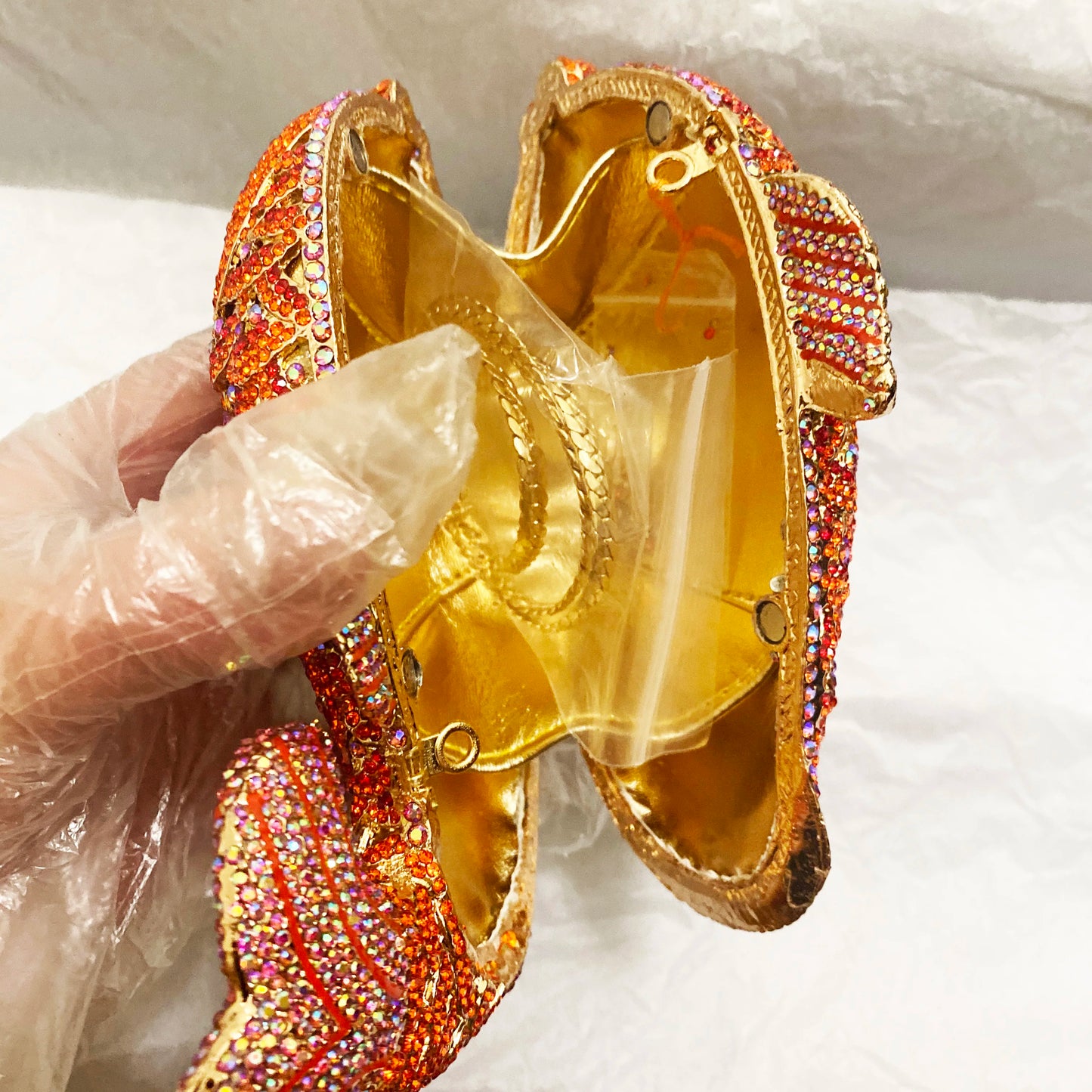 Red/Orange Fish Crystal Mini Evening Bag Diamond Women Dinner Purses Luxury Lady Rhinestone Bling Party Cocktail Handbags