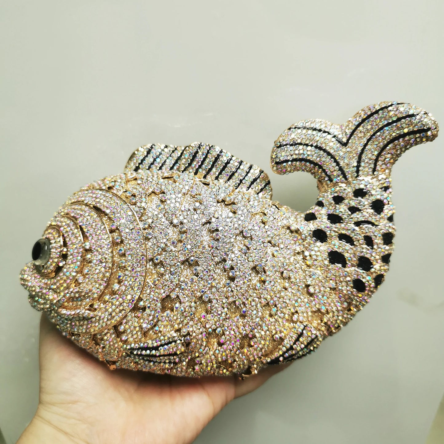 Red/Orange Fish Crystal Mini Evening Bag Diamond Women Dinner Purses Luxury Lady Rhinestone Bling Party Cocktail Handbags