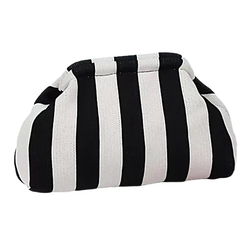 Women Handbag Colorblock Knitted Women Bag Large Mouth Cosmetic Cellphone Keys Stoarge Pouch Summer Beach Clutch Lady Purse