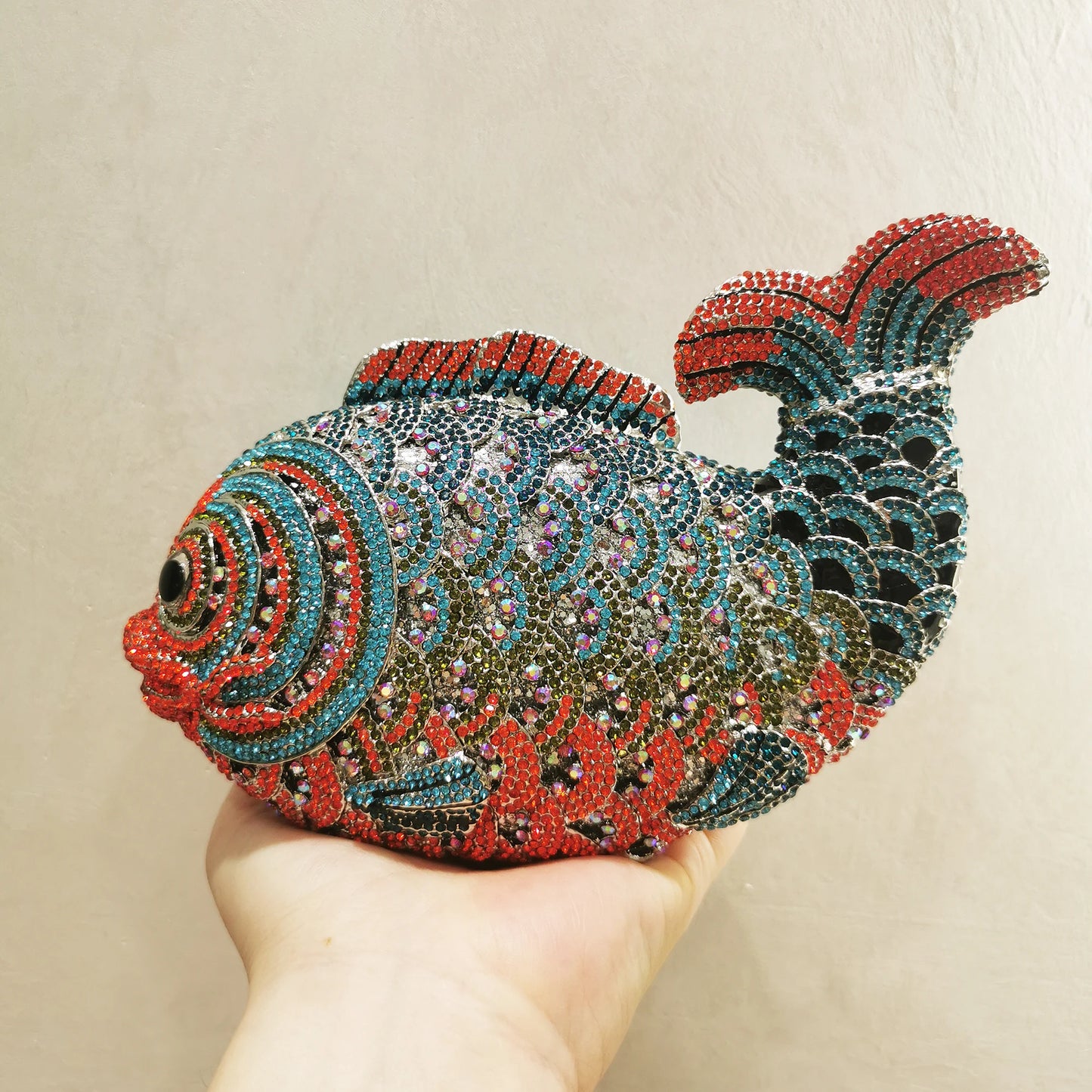 Red/Orange Fish Crystal Mini Evening Bag Diamond Women Dinner Purses Luxury Lady Rhinestone Bling Party Cocktail Handbags