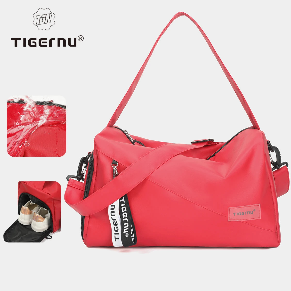Tigernu Girl Sports Gym Bag FemaleTravel Duffel HandBags Fitness Bag With Shoes Compartment for Women Light Weight Shot Trip Bag