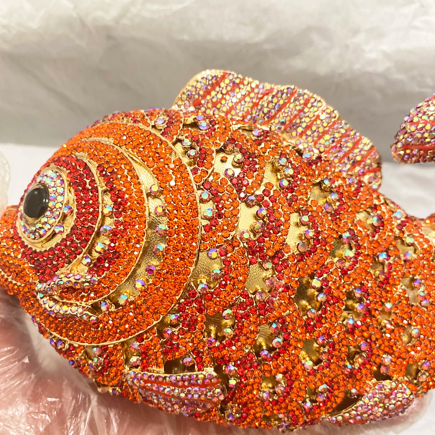 Red/Orange Fish Crystal Mini Evening Bag Diamond Women Dinner Purses Luxury Lady Rhinestone Bling Party Cocktail Handbags