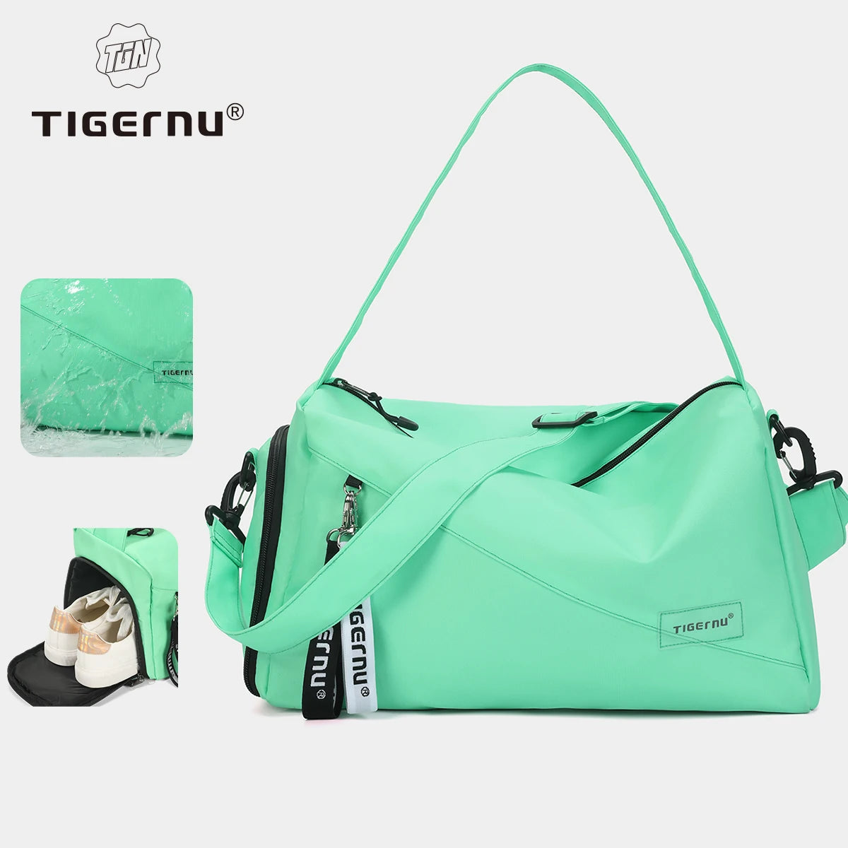 Tigernu Girl Sports Gym Bag FemaleTravel Duffel HandBags Fitness Bag With Shoes Compartment for Women Light Weight Shot Trip Bag