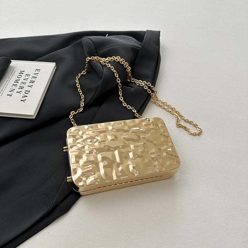 MOODS Luxury Golden Evening Bags For Women Wedding Dinner Party Chain Shoulder Cross Body Bag 2024 Designer Purses And Handbags