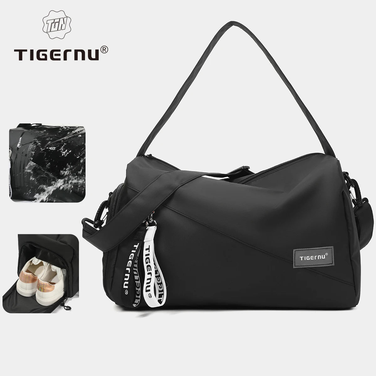 Tigernu Girl Sports Gym Bag FemaleTravel Duffel HandBags Fitness Bag With Shoes Compartment for Women Light Weight Shot Trip Bag