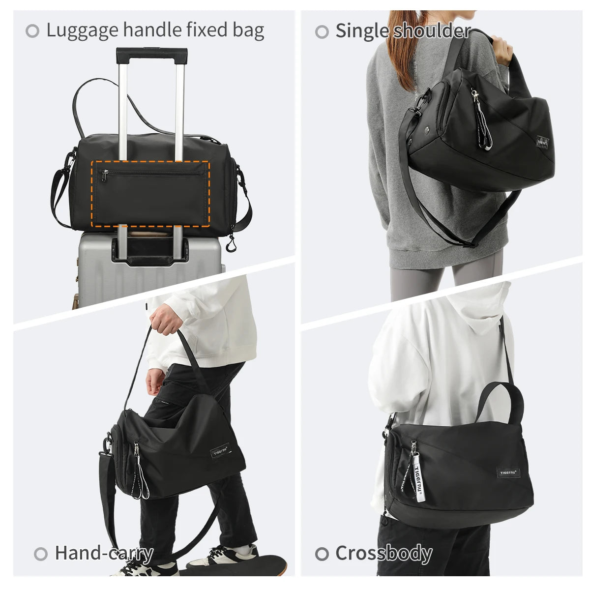 Tigernu Girl Sports Gym Bag FemaleTravel Duffel HandBags Fitness Bag With Shoes Compartment for Women Light Weight Shot Trip Bag