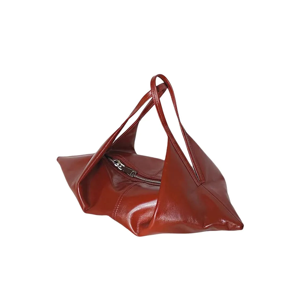 Soft Leather Croissant Crossbody Bag Commuting Vintage Lazy Style Shoulder Bag Korean Style Hobos Oil Wax Leather Handbag Travel