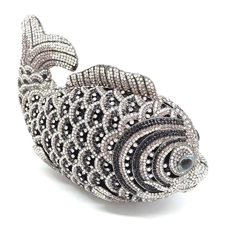 Red/Orange Fish Crystal Mini Evening Bag Diamond Women Dinner Purses Luxury Lady Rhinestone Bling Party Cocktail Handbags