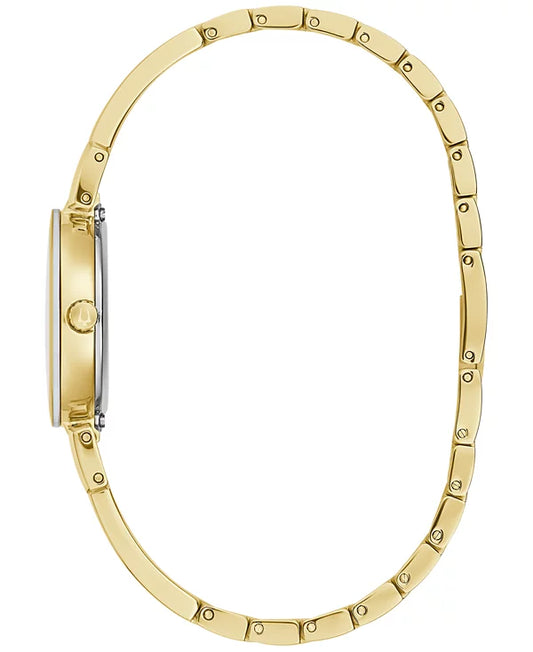 Bulova x Marc Anthony Women's Modern Diamond Accent Gold Gold-Tone Stainless Steel Bangle Bracelet Watch 26mm
