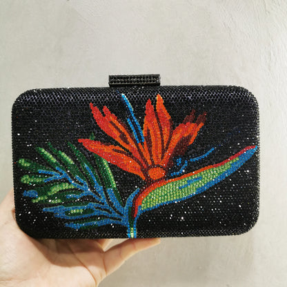 Flower Crystal Evening Bag 16 Colors Women Wedding Purse Diamond Minaudiere Lady Rhinestone Party Handbags Prom Cocktail Purses