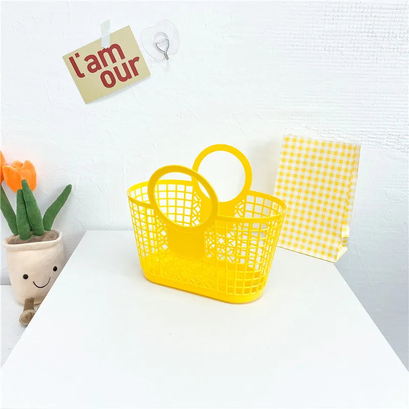 Summer Fashion Children's Beach Handbag Cute Baby Girls Plastic Hand Carrying Tote Bag Boys Kids Hollow Out Basket Shoulder Bags