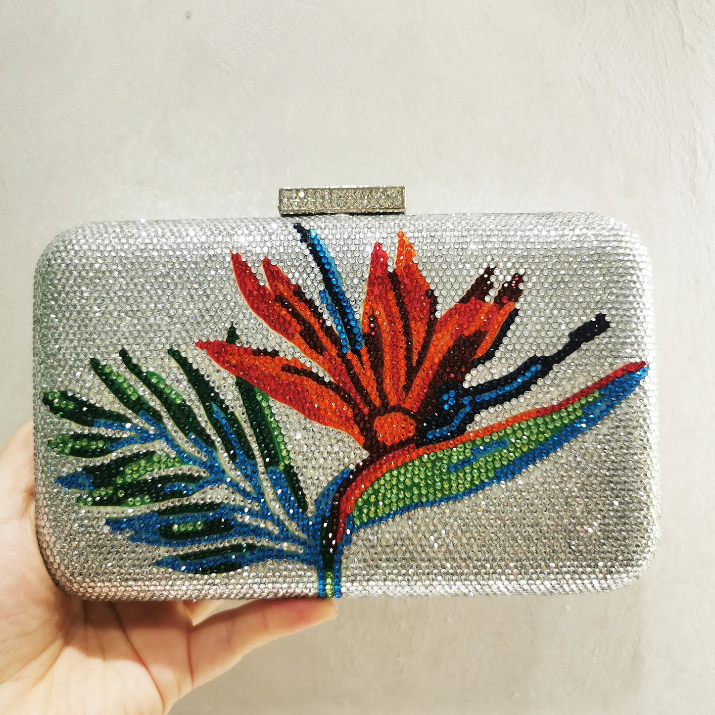 Flower Crystal Evening Bag 16 Colors Women Wedding Purse Diamond Minaudiere Lady Rhinestone Party Handbags Prom Cocktail Purses