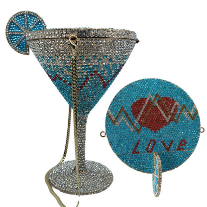 Jewels Martini purse Diamond Evening Purses Crystals Bridal Handbag Dinner Clutches jewelry Purses Rhinestone Party Clutch Bags