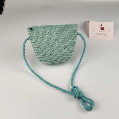 Summer Children's Straw Bag Straw Hat Cute Mini Beach Bag Boys and Girls Shoulder Crossbody Bags Small Sun Hats Kids Coin Purse