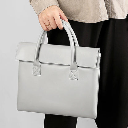 Large Capacity Custom Initials Laptop Bag PU Leather Business Office Student Briefcase Fashion Simple Notebook Computer Handbag