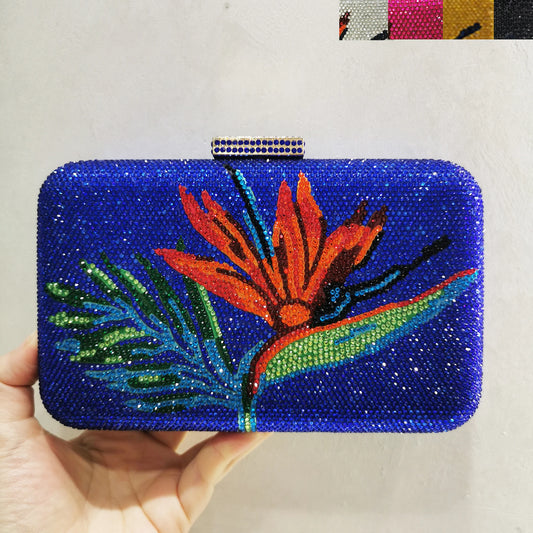 Flower Crystal Evening Bag 16 Colors Women Wedding Purse Diamond Minaudiere Lady Rhinestone Party Handbags Prom Cocktail Purses