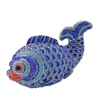 Red/Orange Fish Crystal Mini Evening Bag Diamond Women Dinner Purses Luxury Lady Rhinestone Bling Party Cocktail Handbags