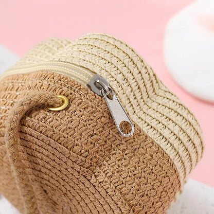 Summer Travel Children's Straw Shoulder Bags Flower Knitted Baby Girls Beach Coin Purse Seaside Cute Kids Woven Crossbody Bag