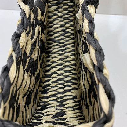 Simple All-Match Handbag Ladies 2024 New Handbags Women Round Bucket Straw Bag Korean Handmade Woven Basket Rattan Handbag