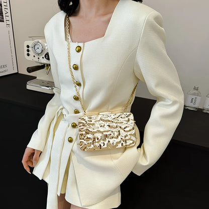 MOODS Luxury Golden Evening Bags For Women Wedding Dinner Party Chain Shoulder Cross Body Bag 2024 Designer Purses And Handbags