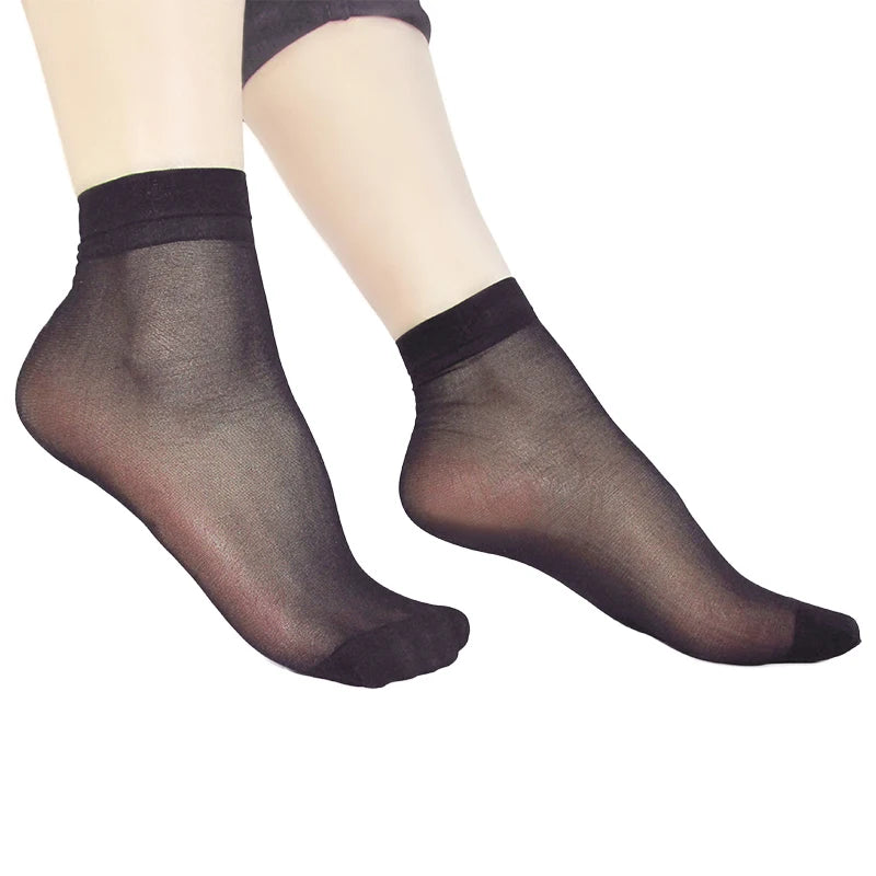 Hot Sale! 5/10 Pairs High Quality Women Velvet Socks Pack Female Summer Thin Silk Transparent Sexy Ankle Nylon Socks Set