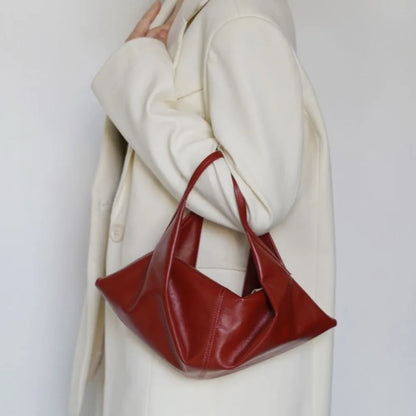 Soft Leather Croissant Crossbody Bag Commuting Vintage Lazy Style Shoulder Bag Korean Style Hobos Oil Wax Leather Handbag Travel