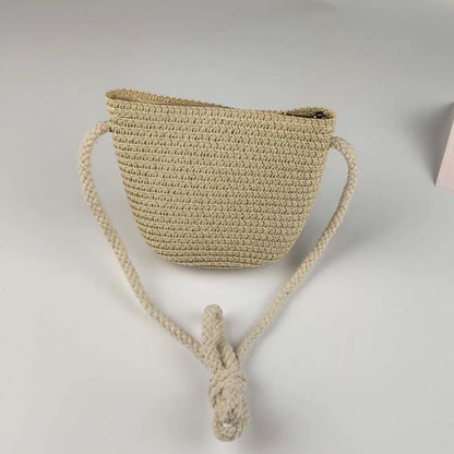Summer Children's Straw Bag Straw Hat Cute Mini Beach Bag Boys and Girls Shoulder Crossbody Bags Small Sun Hats Kids Coin Purse