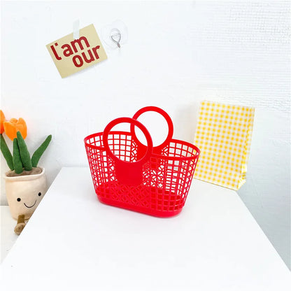 Summer Fashion Children's Beach Handbag Cute Baby Girls Plastic Hand Carrying Tote Bag Boys Kids Hollow Out Basket Shoulder Bags