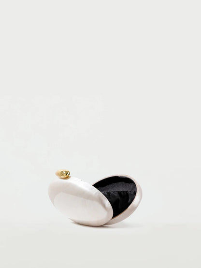 Egg shape Clutch Bag Acrylic purse women wedding evening party cute ivory pearl color purse handbag summer new 2024