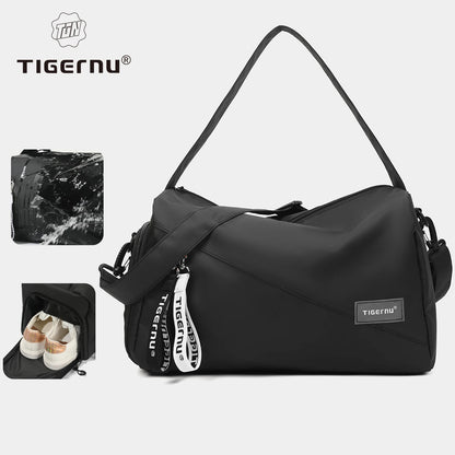 Tigernu Girl Sports Gym Bag FemaleTravel Duffel HandBags Fitness Bag With Shoes Compartment for Women Light Weight Shot Trip Bag