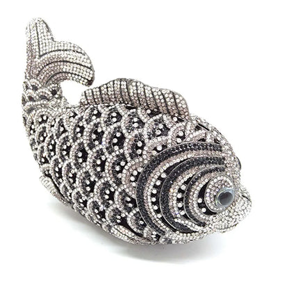 Red/Orange Fish Crystal Mini Evening Bag Diamond Women Dinner Purses Luxury Lady Rhinestone Bling Party Cocktail Handbags