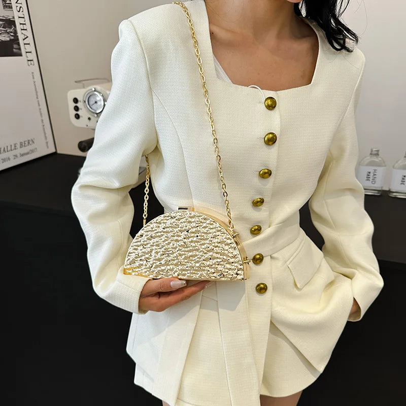 MOODS Luxury Golden Evening Bags For Women Wedding Dinner Party Chain Shoulder Cross Body Bag 2024 Designer Purses And Handbags