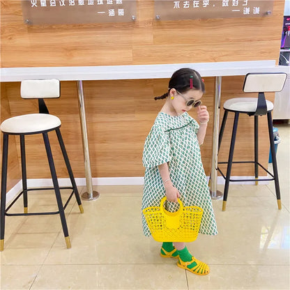 Summer Fashion Children's Beach Handbag Cute Baby Girls Plastic Hand Carrying Tote Bag Boys Kids Hollow Out Basket Shoulder Bags