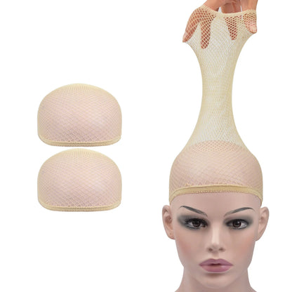 2 Pieces Hair Nets Open Ended Wig Cap Mesh Stocking Cap Weaving Hairnet Wig Accessories for Women Hair Extension Tool